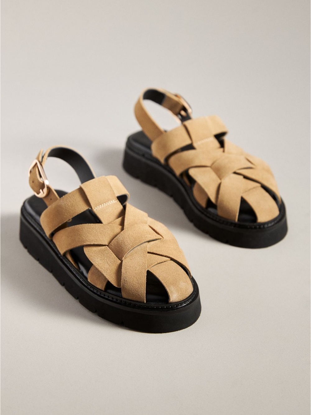 NEW Anthropologie Pilcro Flatform Fisherman Sandals, size 41/US 10 Womens, Taupe - Picture 3 of 6